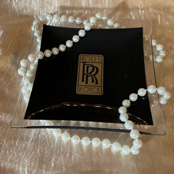 Vintage ROLLS ROYCE 1970's Glass Advertising Ashtray Rolling Tray Trinket Dish - Picture 7 of 7